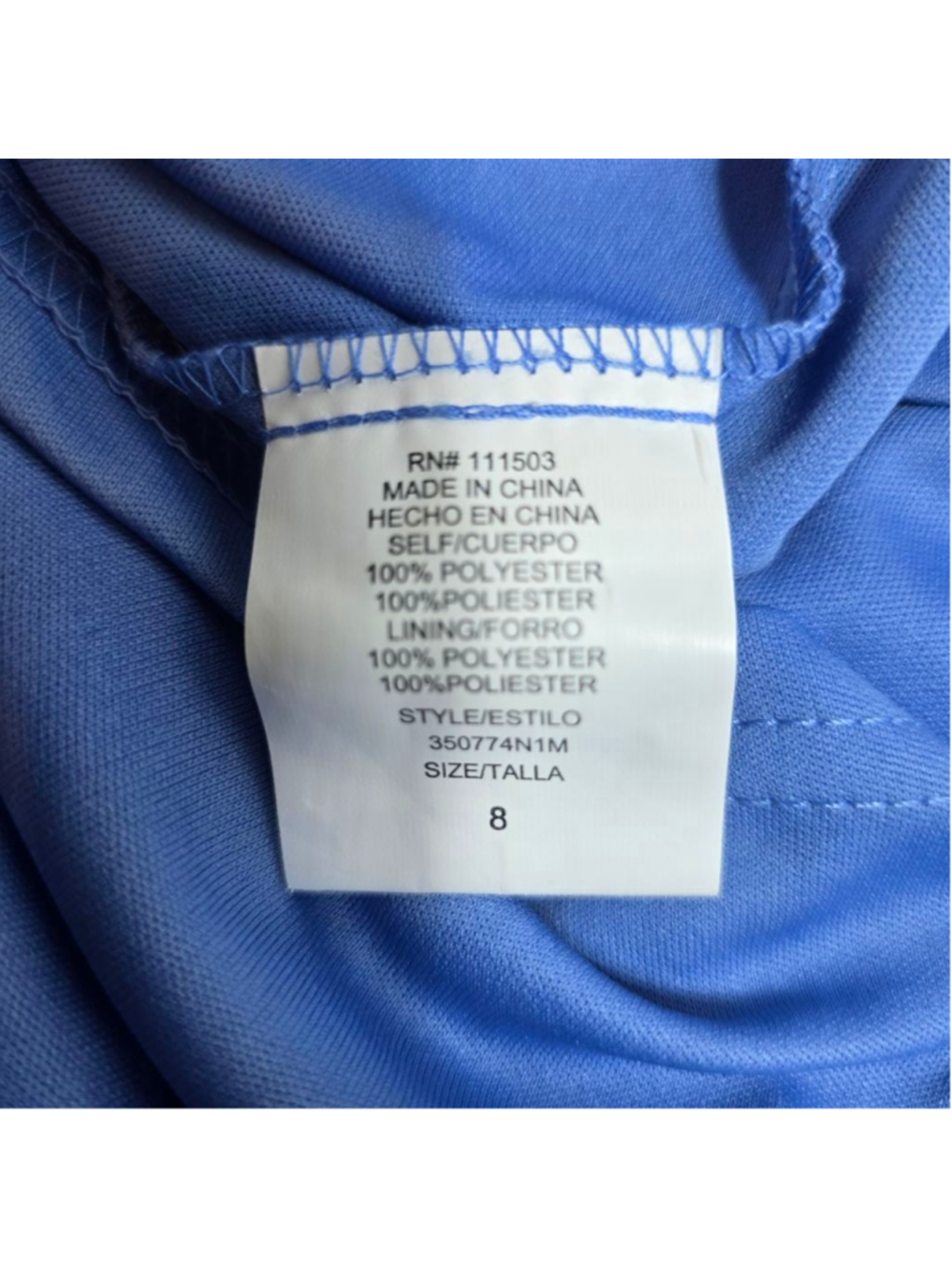 Women's Luxology Blue & White Patterned Long Sleeve Dress, Size 8 - Picture 6 of 8